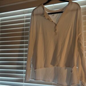 Aerie Cream Button-Detail Blouse